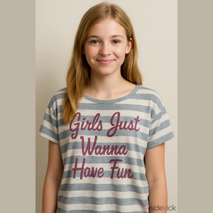 Lilly Bleu Girls Size 10 Gray and Pink Striped Crop Top